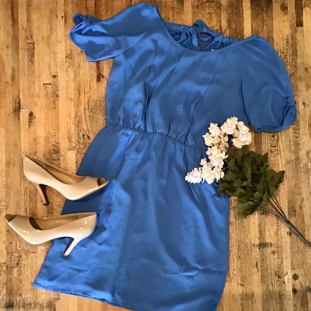 Ann Taylor LOFT blue short sleeve fit &flare dress - Picture 3 of 10
